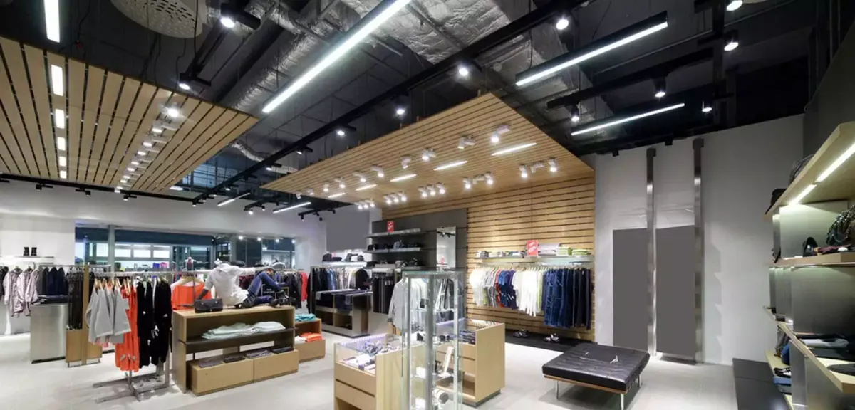 Retail shop interior with new commercial lighting installed by Leeds electricians